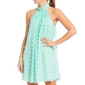 NWT Badgley Mischka Mint Green Flowy 3D Floral Dress